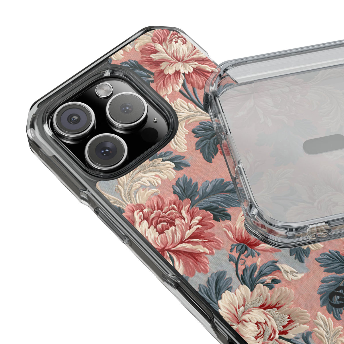 Blush Peony Jacquard · Clear Impact Magnetic Phone Case for iPhone ·  Pink