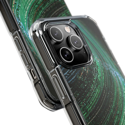 Orbital Data Stream · Clear Impact Magnetic Phone Case for iPhone · Green