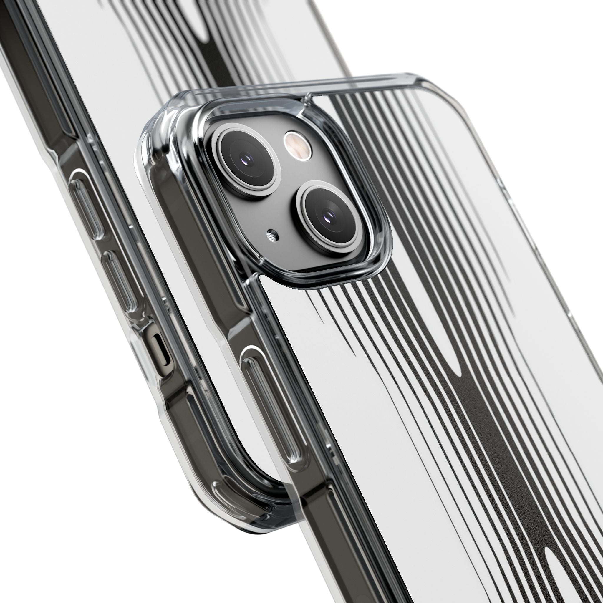 White Impact MagSafe Phone Case for iPhone - Kinetic Mono Distortion