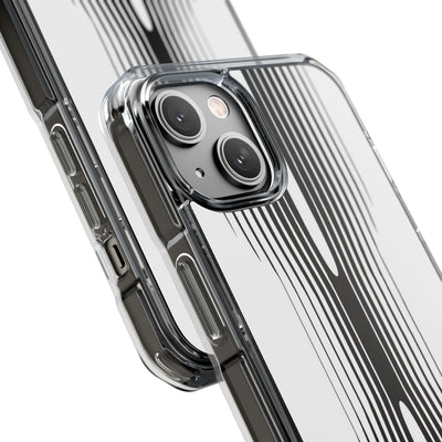 White Impact MagSafe Phone Case for iPhone - Kinetic Mono Distortion