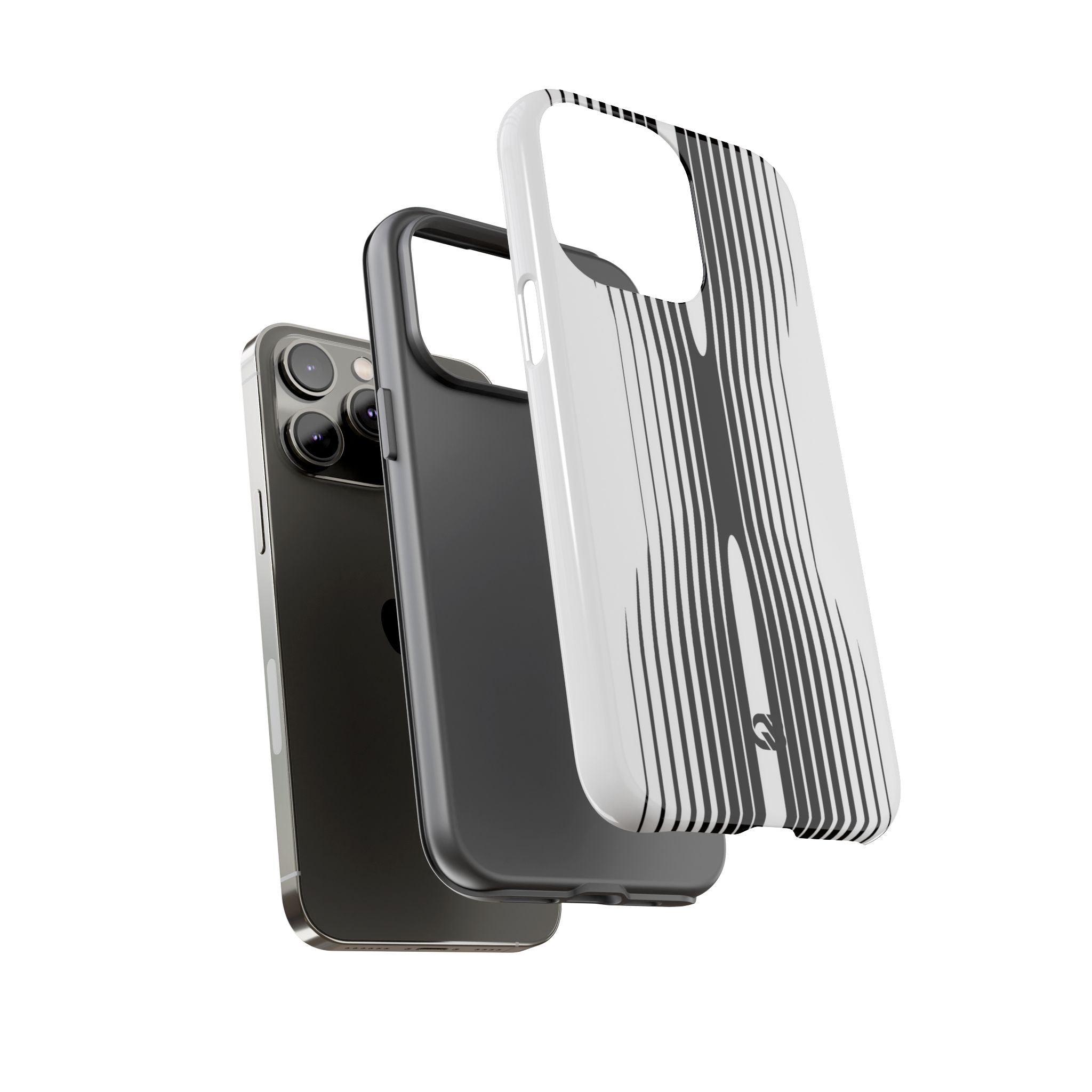 White Tough Phone Case for iPhone - Kinetic Mono Distortion