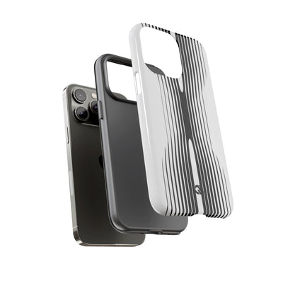 White Tough Phone Case for iPhone - Kinetic Mono Distortion