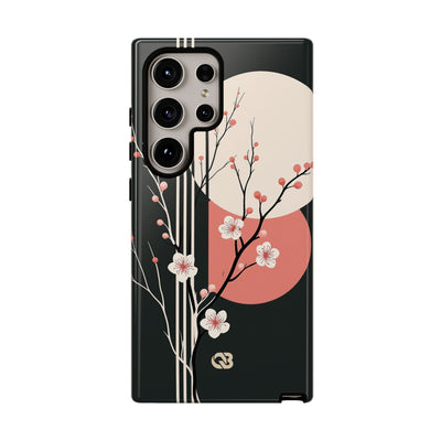 Black Tough Phone Case for Samsung - Kyoto Midnight Blossom
