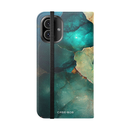 Fractured Gemstone Teal - iPhone 16 Plus Case - Wallet