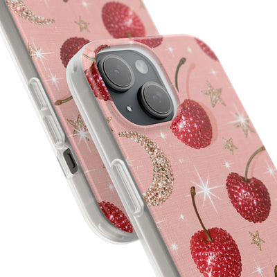 Bedazzled Ruby Cherries · Lite Phone Case for iPhone ·  Pink