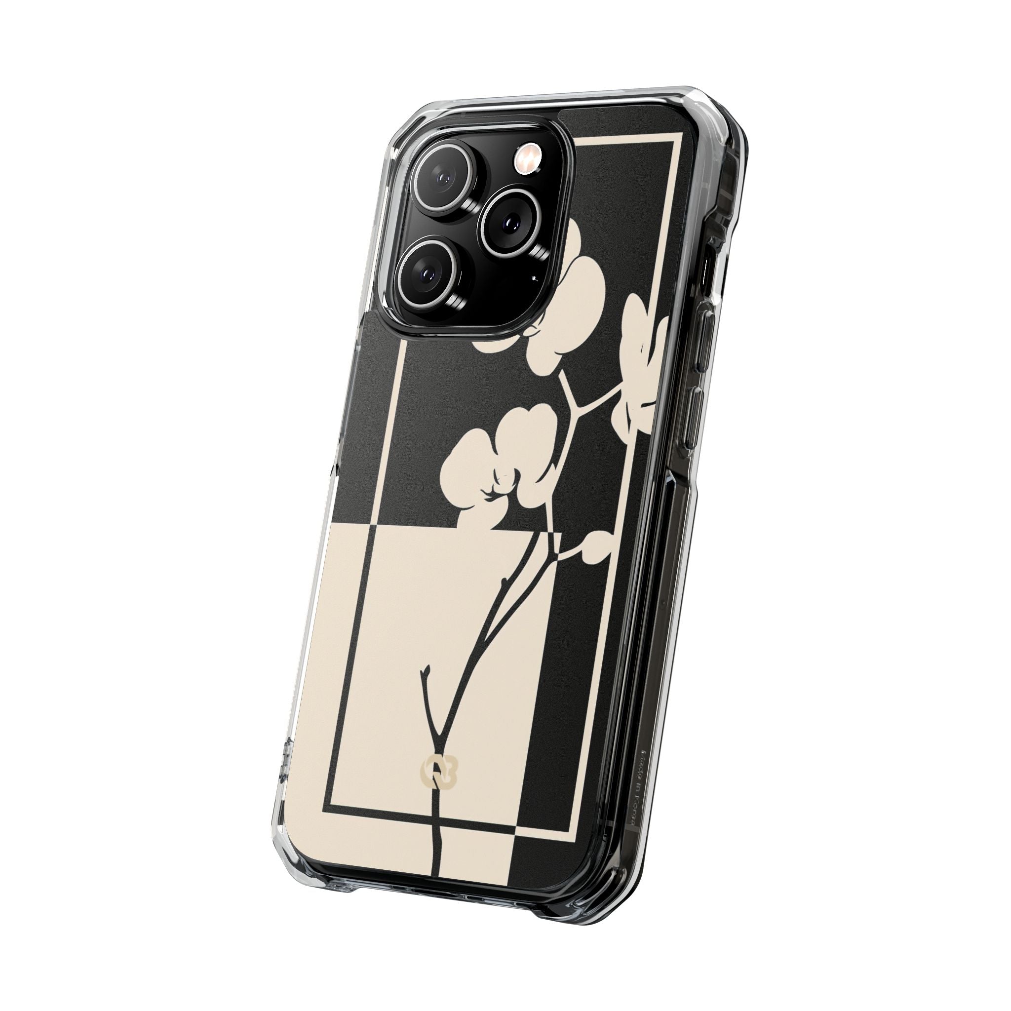 Beige Impact MagSafe Phone Case for iPhone - Nocturnal Orchid Frame
