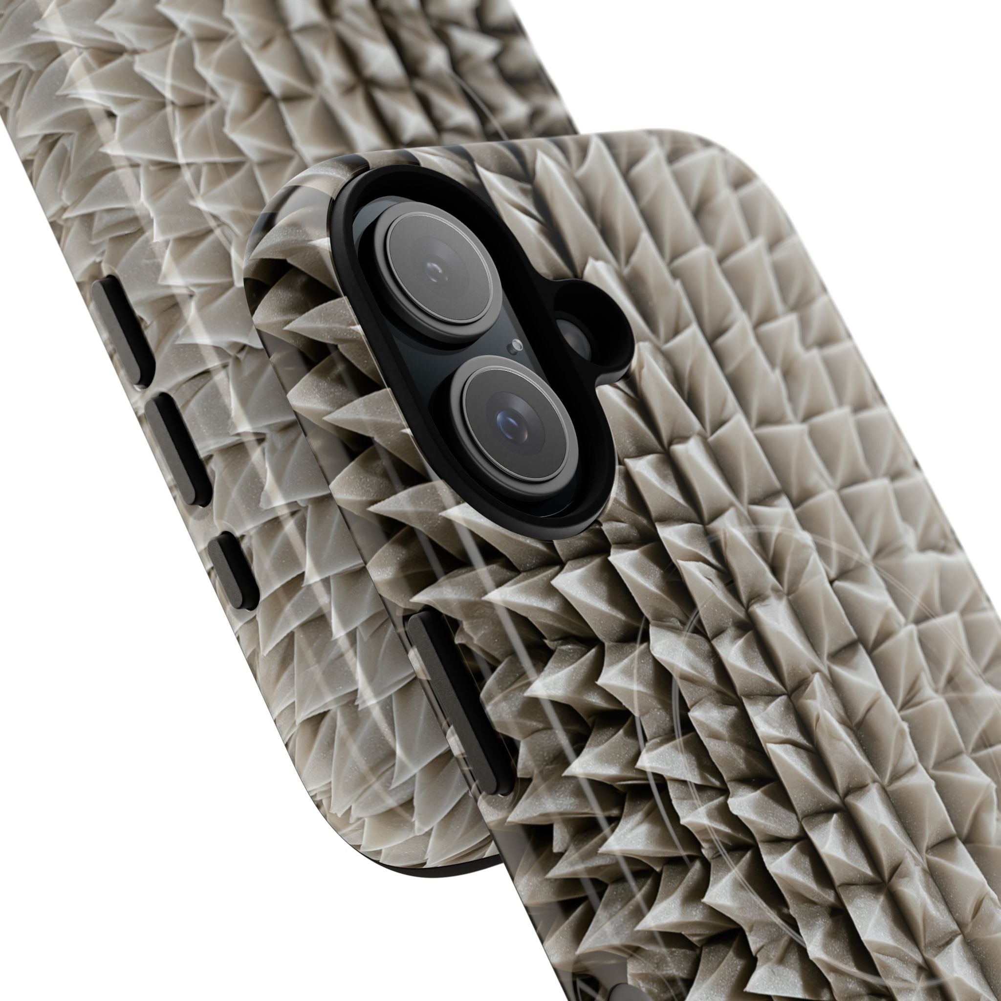 Beige Tough 2.0 Magsafe Phone Case for iPhone - Bone Spiked Grid
