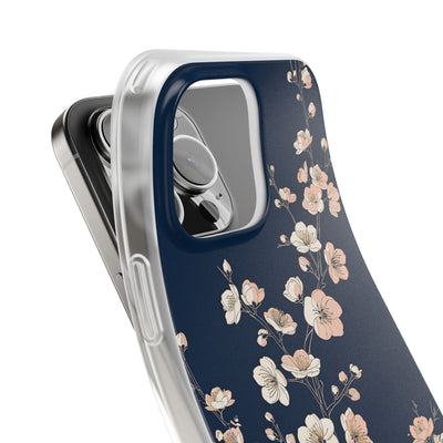 Blue Lite Phone Case for iPhone - Midnight Peach Sakura