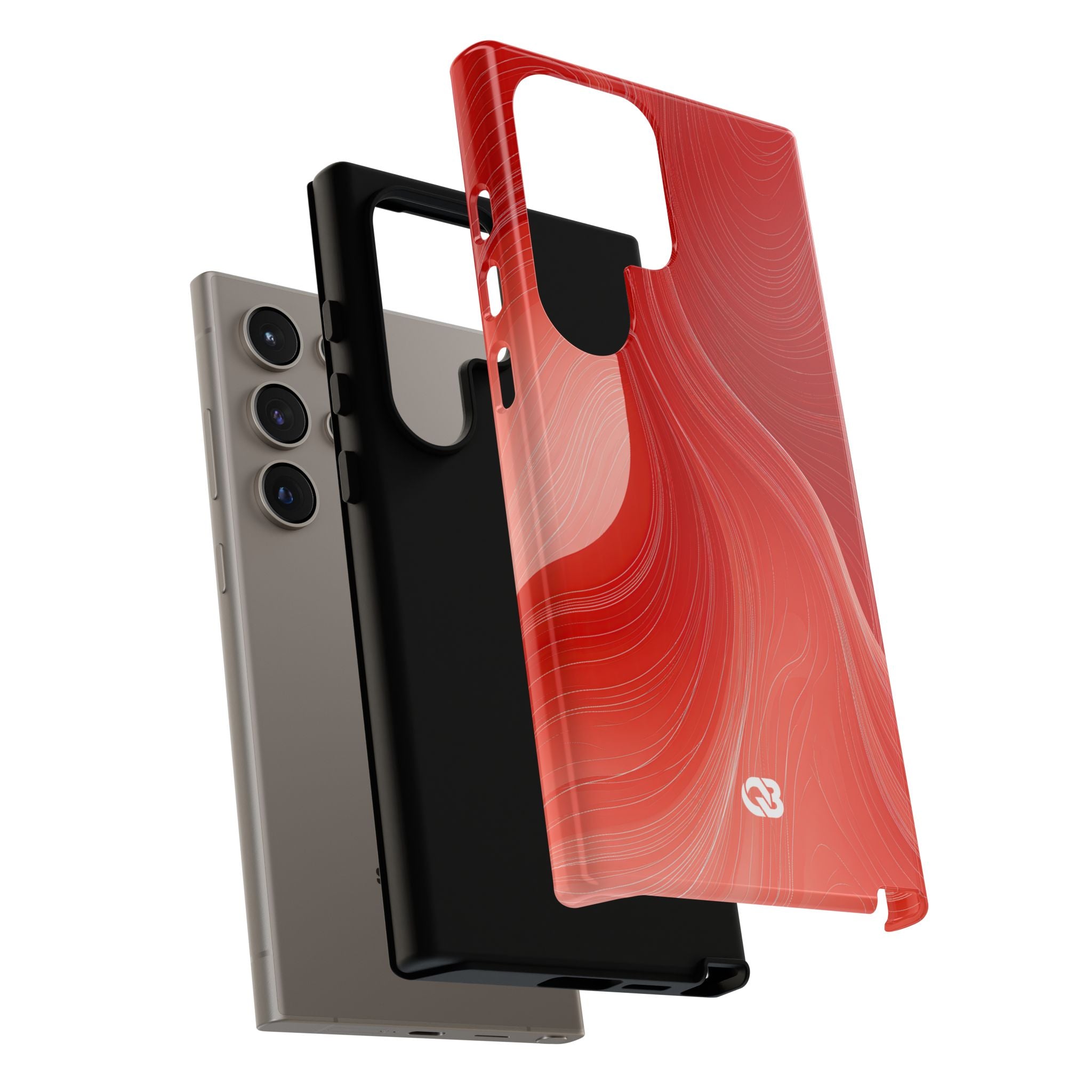 Red Tough Phone Case for Samsung - Crimson Silk Strands