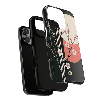 Black Tough Phone Case for iPhone - Kyoto Midnight Blossom