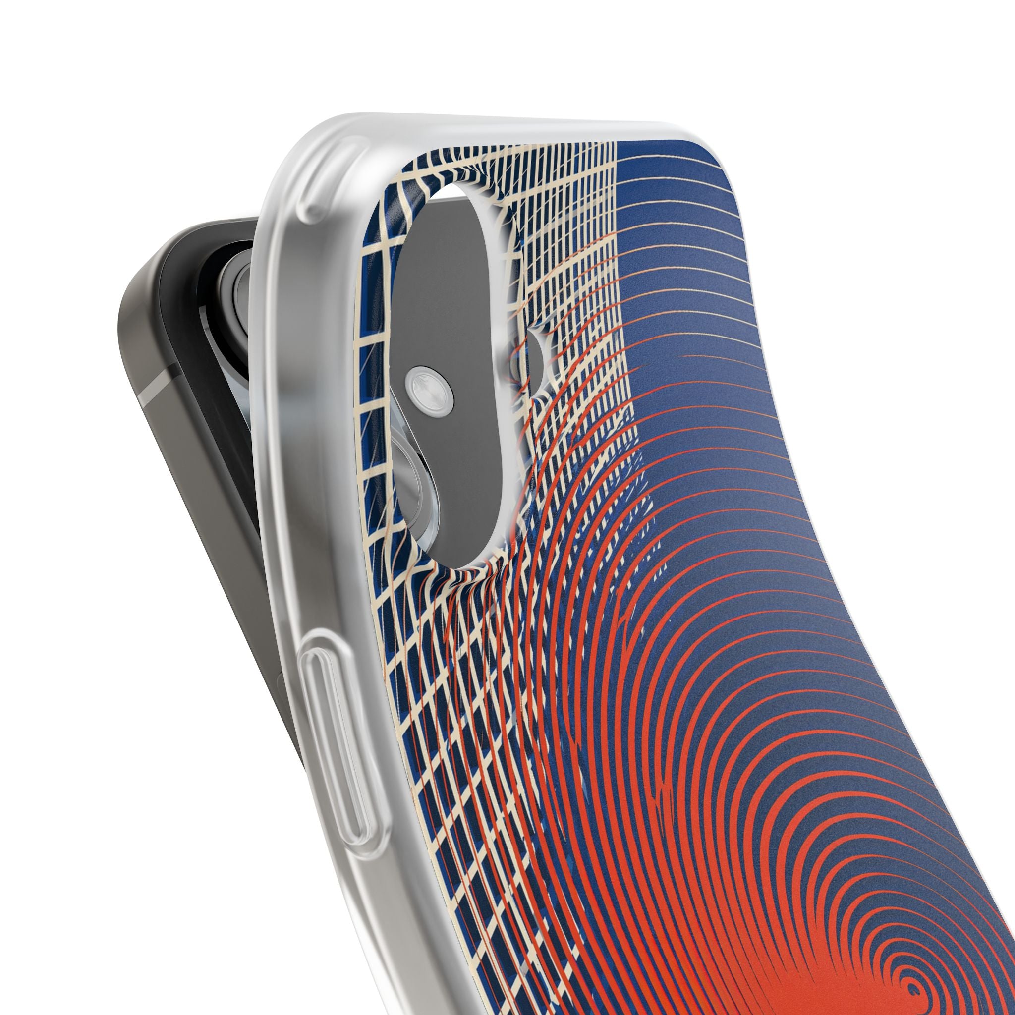 Blue Lite Phone Case for iPhone - Orange Orbit Grid