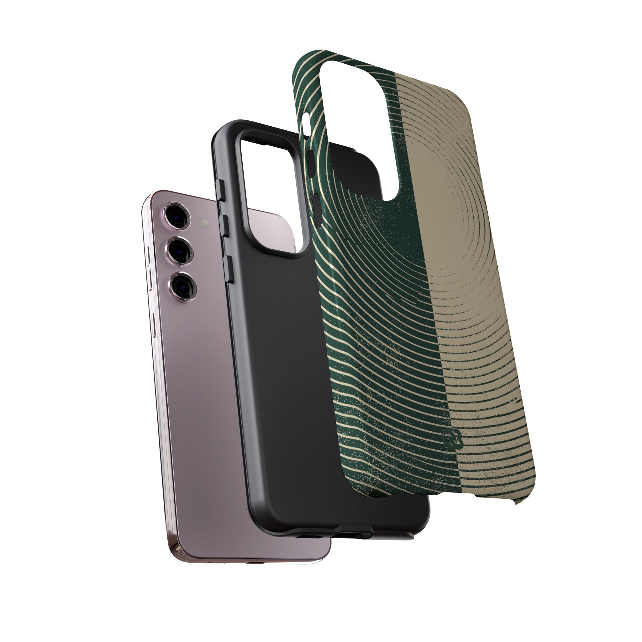 Green Tough Phone Case for Samsung - Evergreen Split Grain