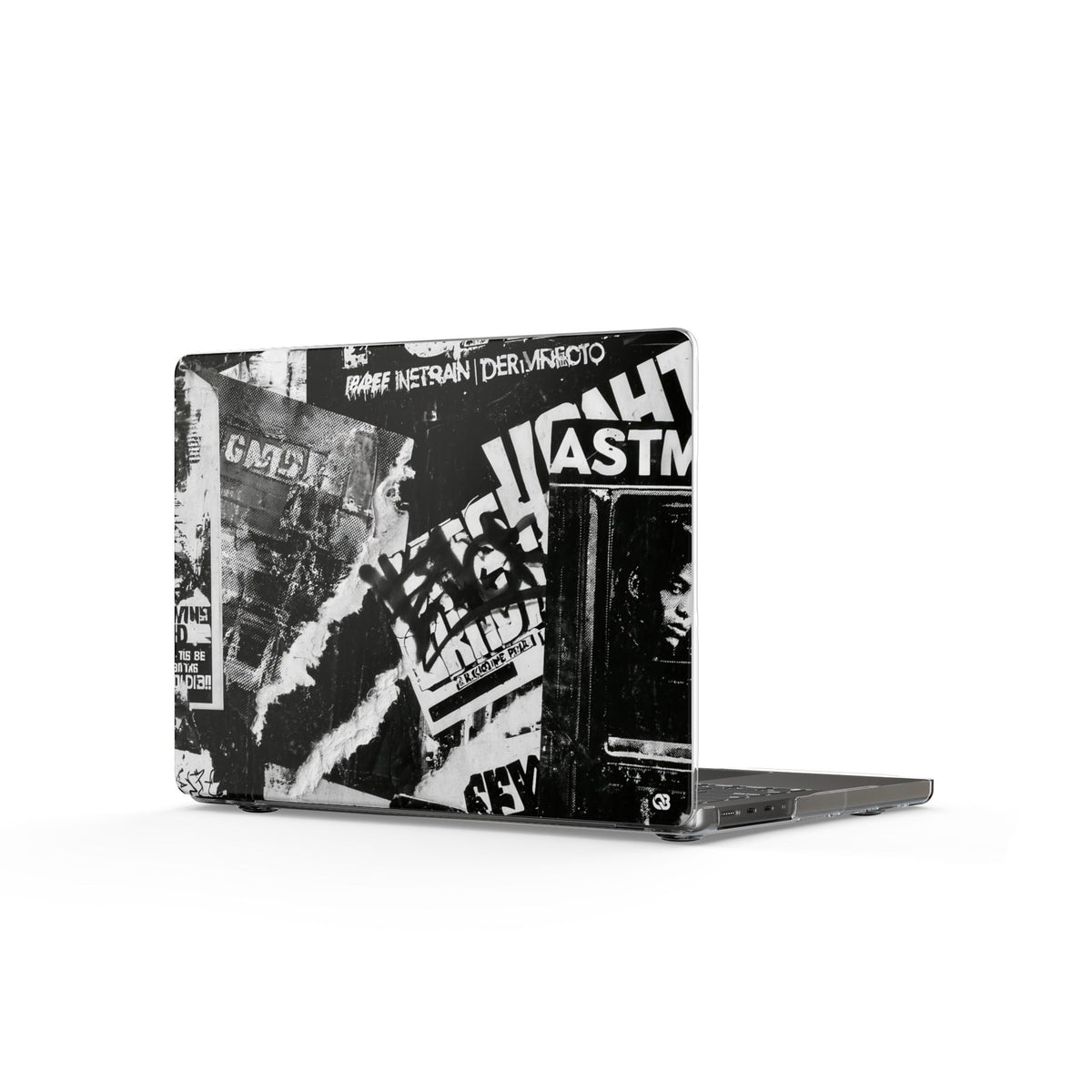 Underground Punk Collage · Clear Hard Case for MacBook · Black