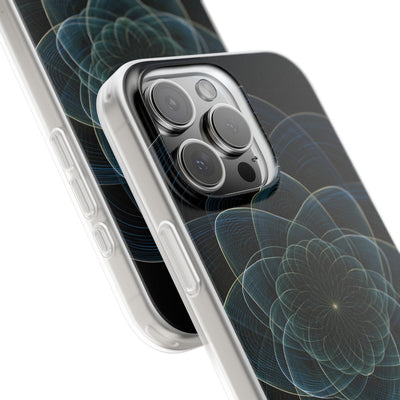 Blue Lite Phone Case for iPhone - Celestial Wireframe Bloom