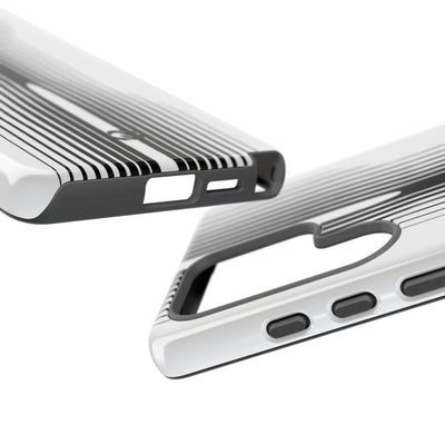 White Tough Phone Case for Samsung - Kinetic Mono Distortion