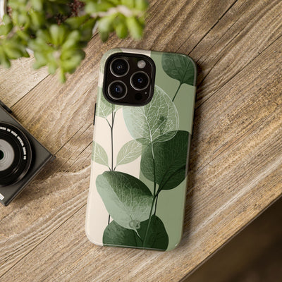Green Tough Phone Case for iPhone - Sage Leaf Skeletals