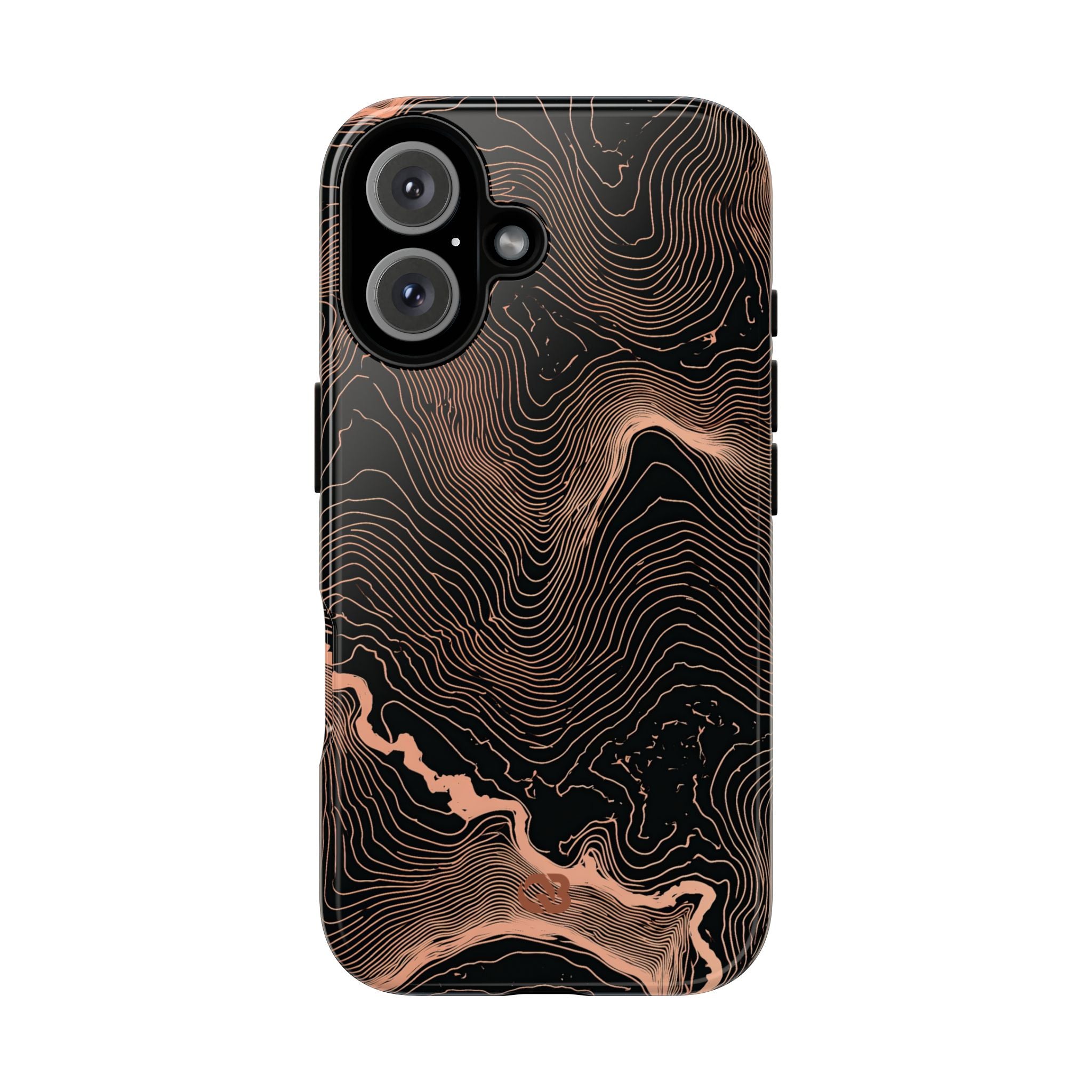 Orange Tough Phone Case for iPhone - Salmon Ridge Topo