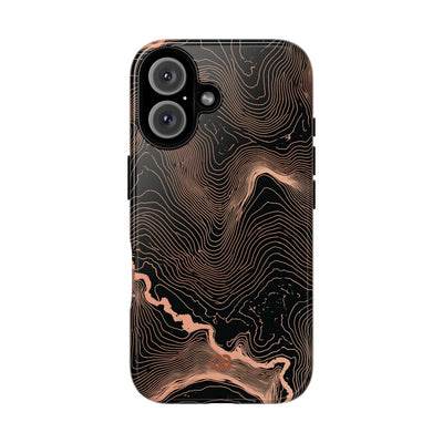 Orange Tough Phone Case for iPhone - Salmon Ridge Topo