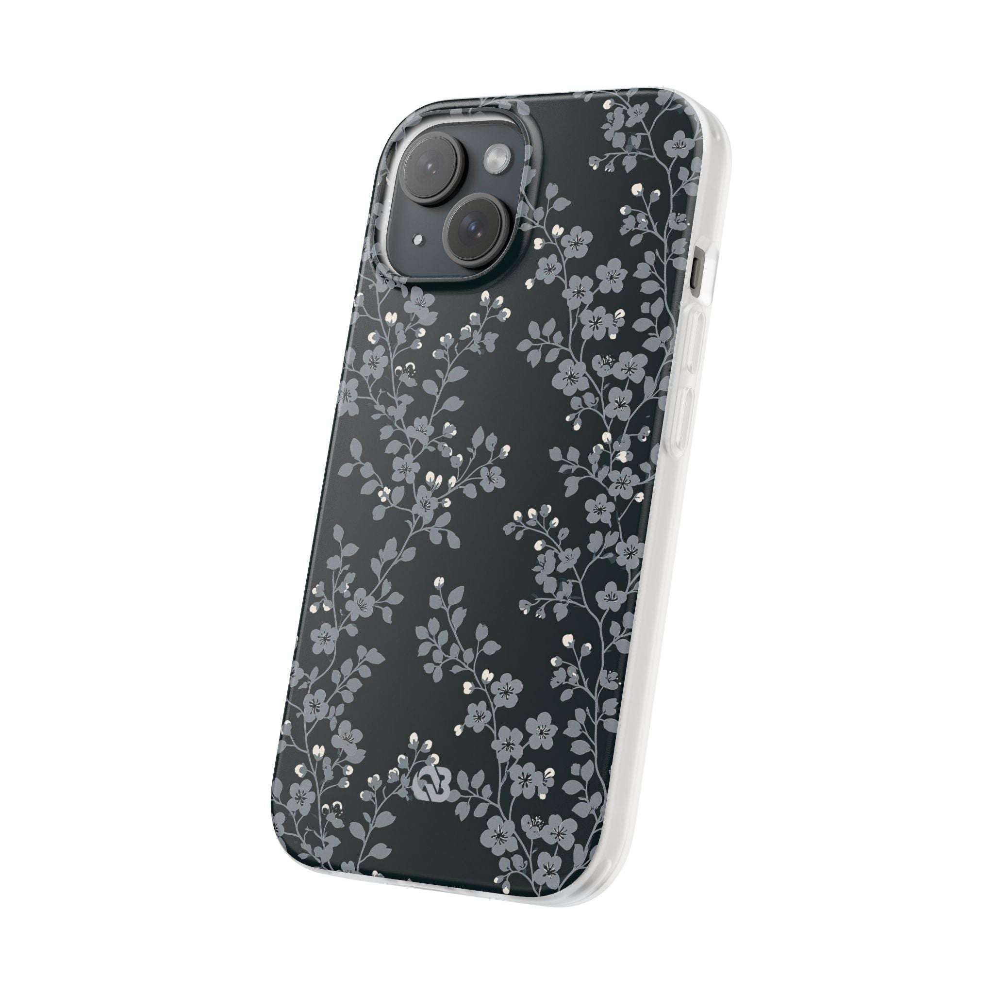 Black Lite Phone Case for iPhone - Midnight Slate Blossom