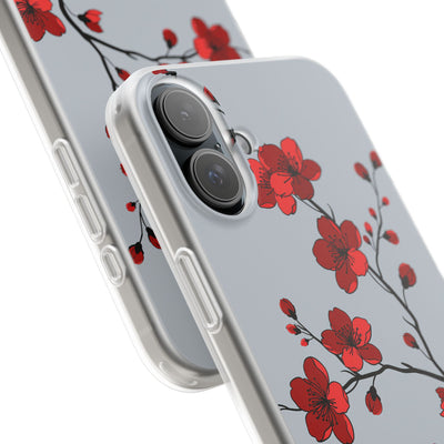 Grey Lite Phone Case for iPhone - Crimson Blossom Onyx