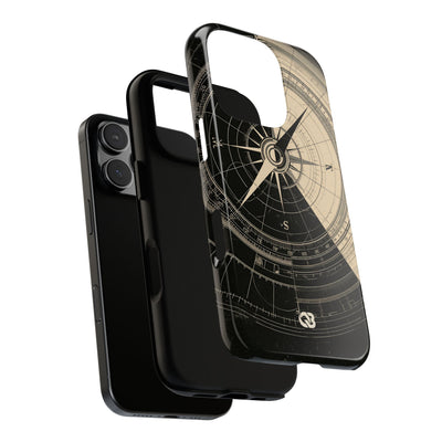 Beige Tough Phone Case for iPhone - Obsidian Nautical Blueprint