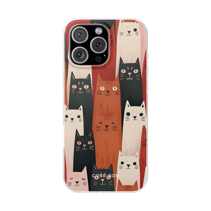 Elongated Cats Zwart iPhone 16 Pro Max Case - Soft