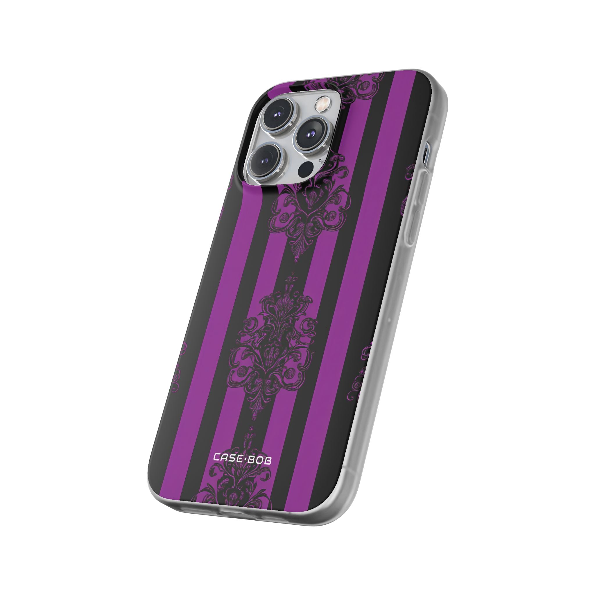 Damask Elegance Purple iPhone 14 Pro Max -pehmeä suojakotelo