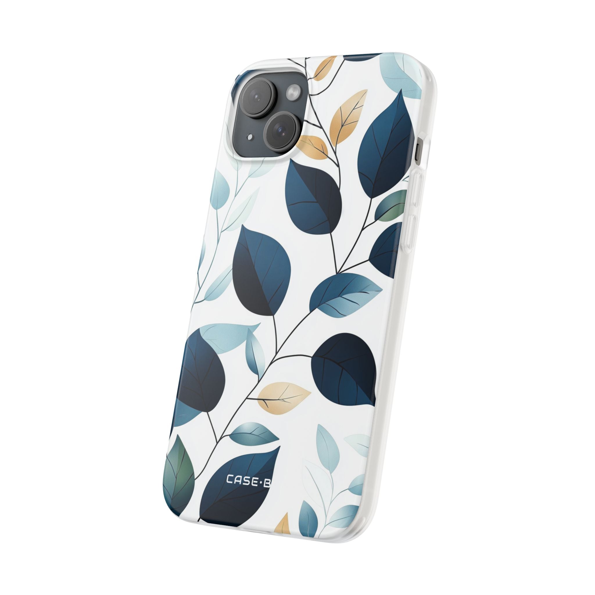 Navy Leaf Veins iPhone 15 Plus Case - Soft