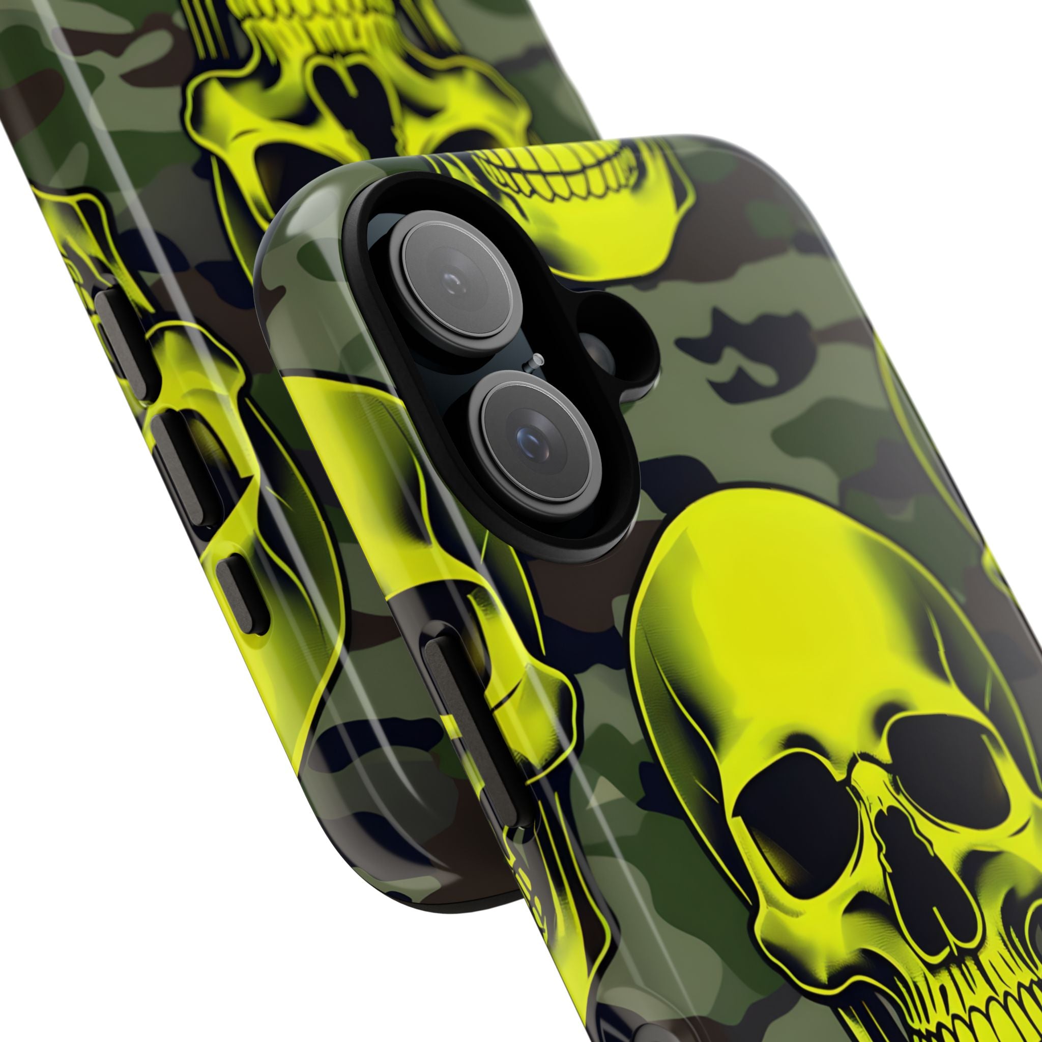 Neon Skull Camo iPhone 16 Case - Tough