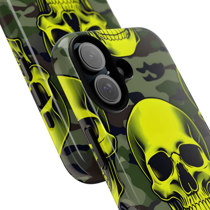 Neon Skull Camo iPhone 16 Case - Tough