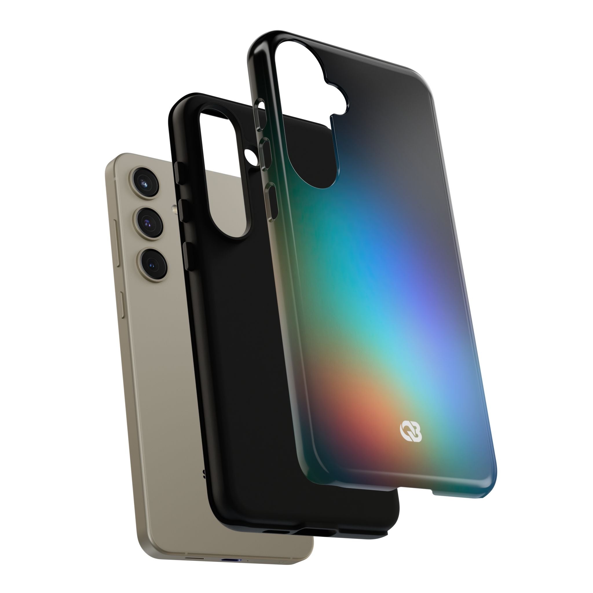 Black Tough Phone Case for Samsung - Electric Prism Grain