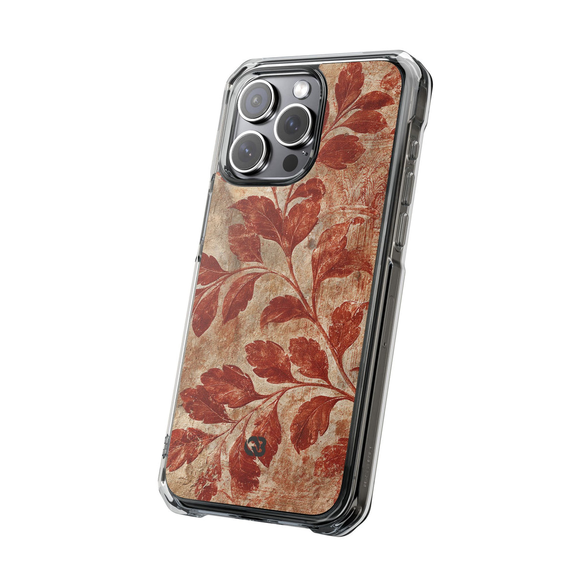 Terracotta Botanical Fresco · Clear Impact Magnetic Phone Case for iPhone · Red