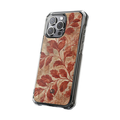 Terracotta Botanical Fresco · Clear Impact Magnetic Phone Case for iPhone · Red