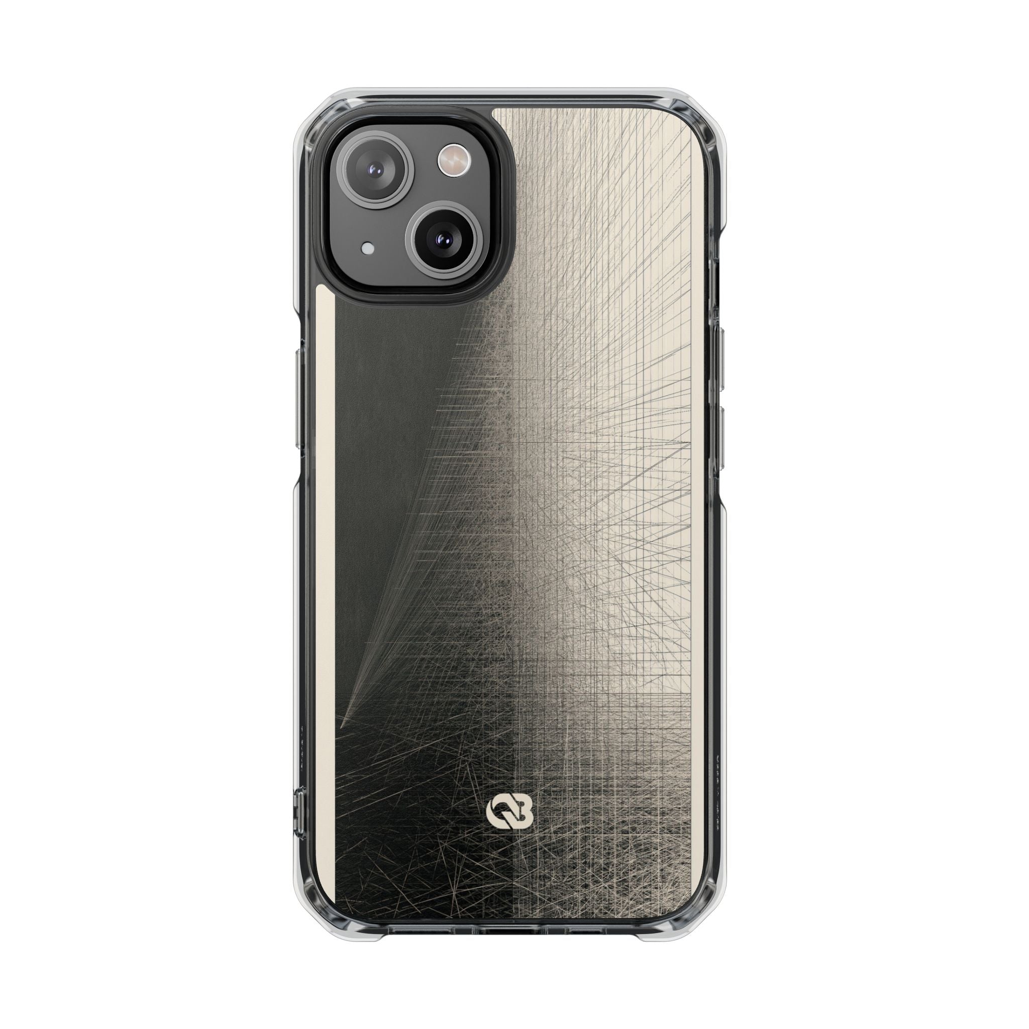 Beige Impact MagSafe Phone Case for iPhone - Brutalist Graphite Grid