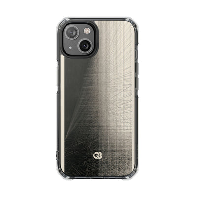 Beige Impact MagSafe Phone Case for iPhone - Brutalist Graphite Grid