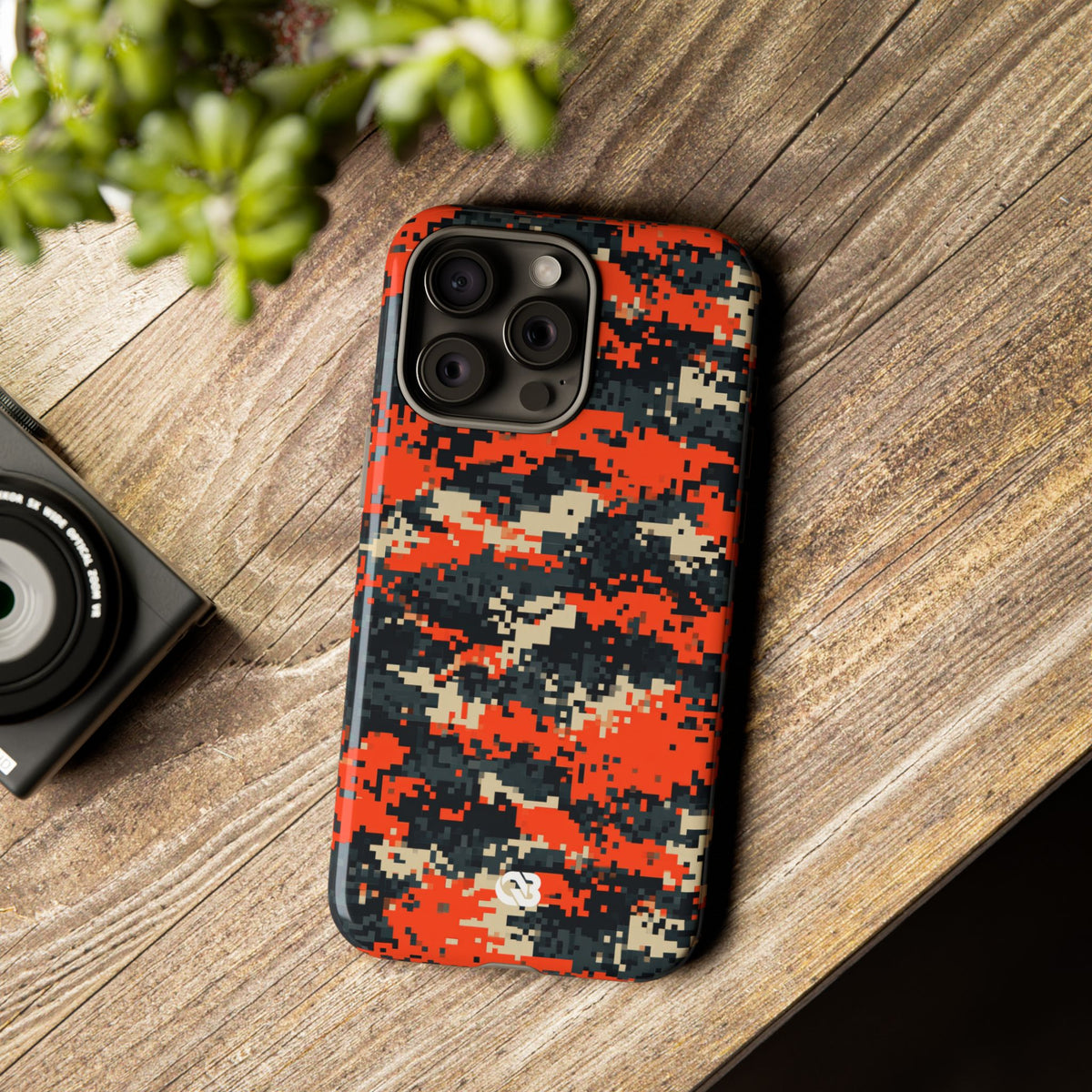 Signal Pixel Camo · Tough Phone Case for iPhone · Orange