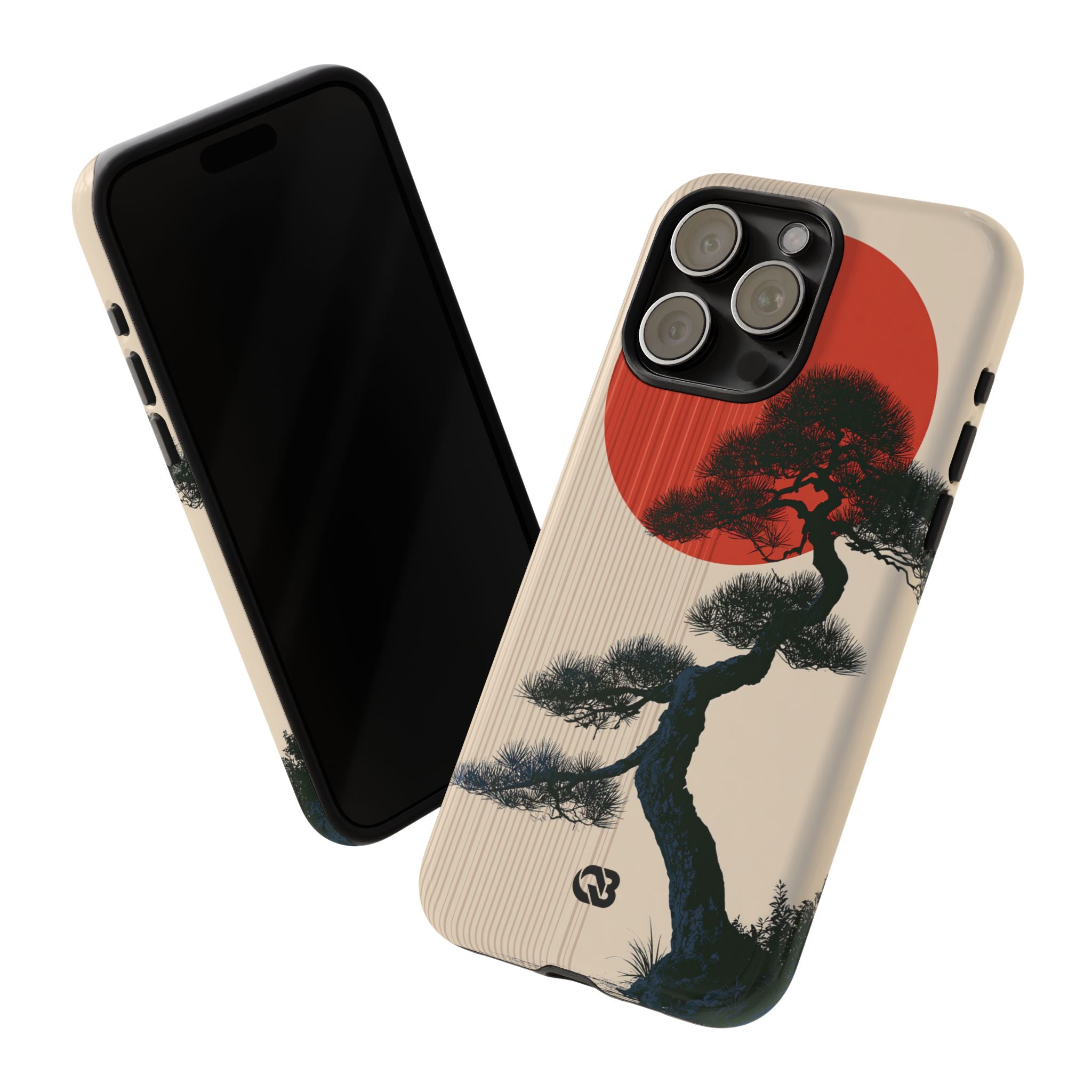 Beige Tough Phone Case for iPhone - Kyoto Crimson Pine