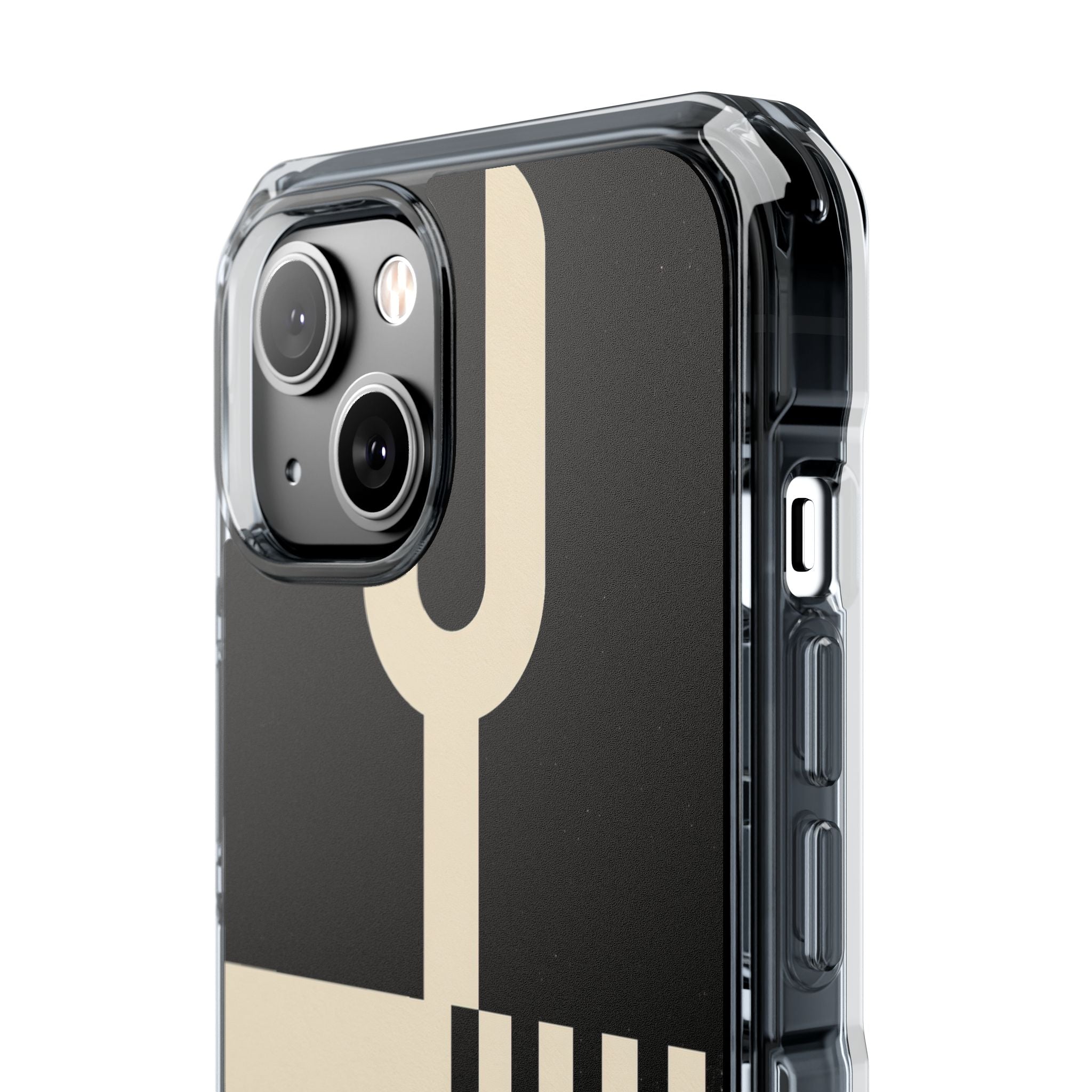 Black Impact MagSafe Phone Case for iPhone - Ivory Signal Grid