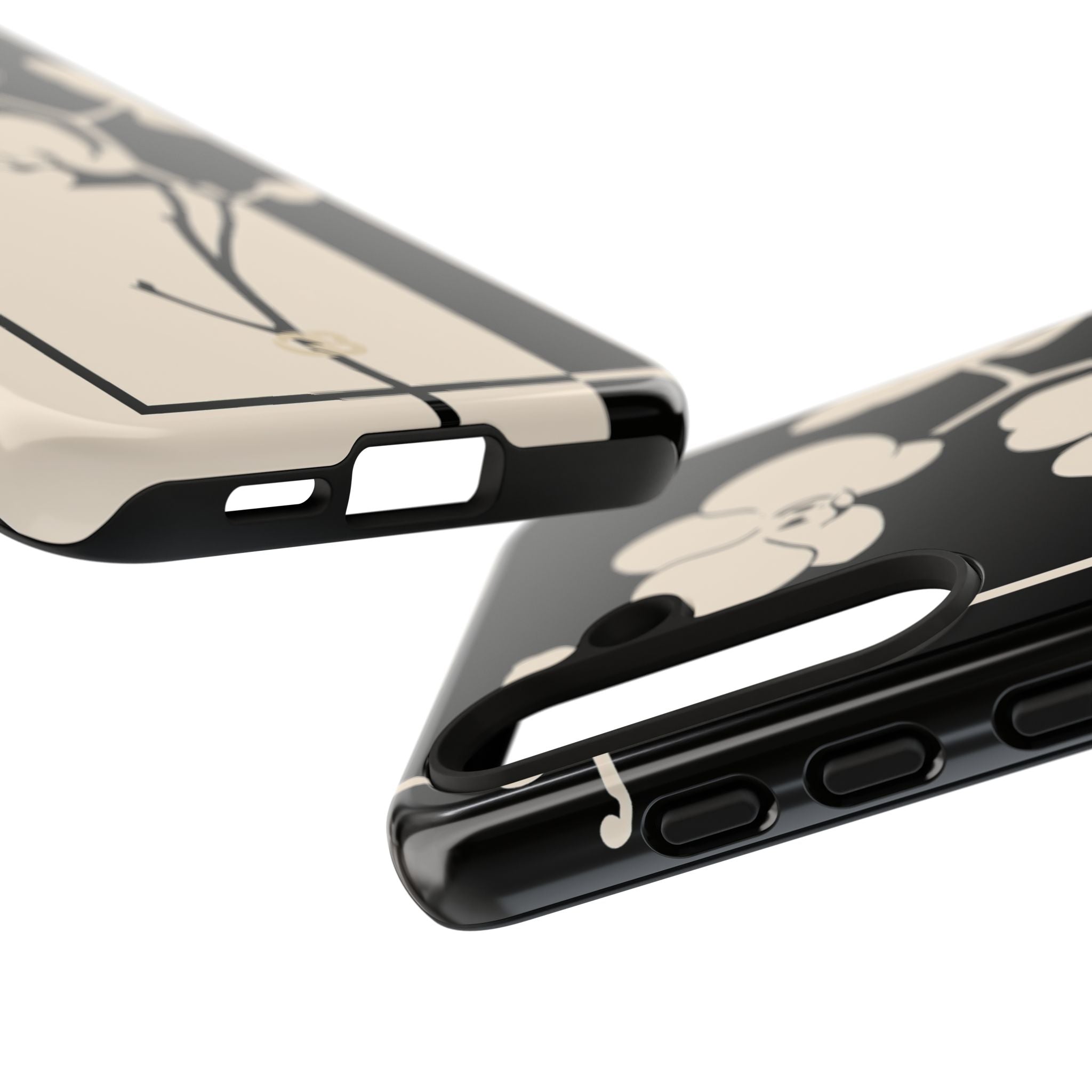 Beige Tough Phone Case for Samsung - Nocturnal Orchid Frame