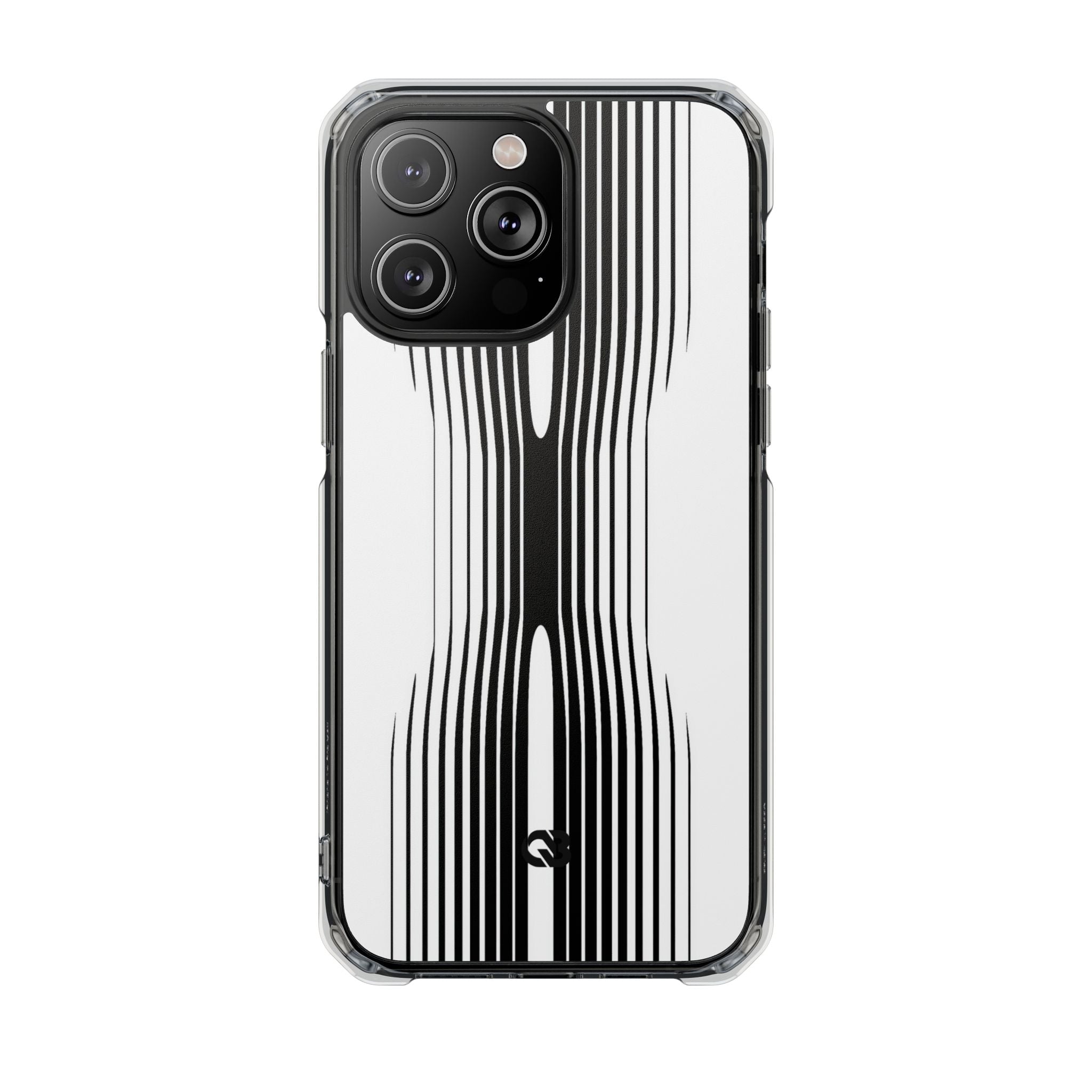 White Impact MagSafe Phone Case for iPhone - Kinetic Mono Distortion