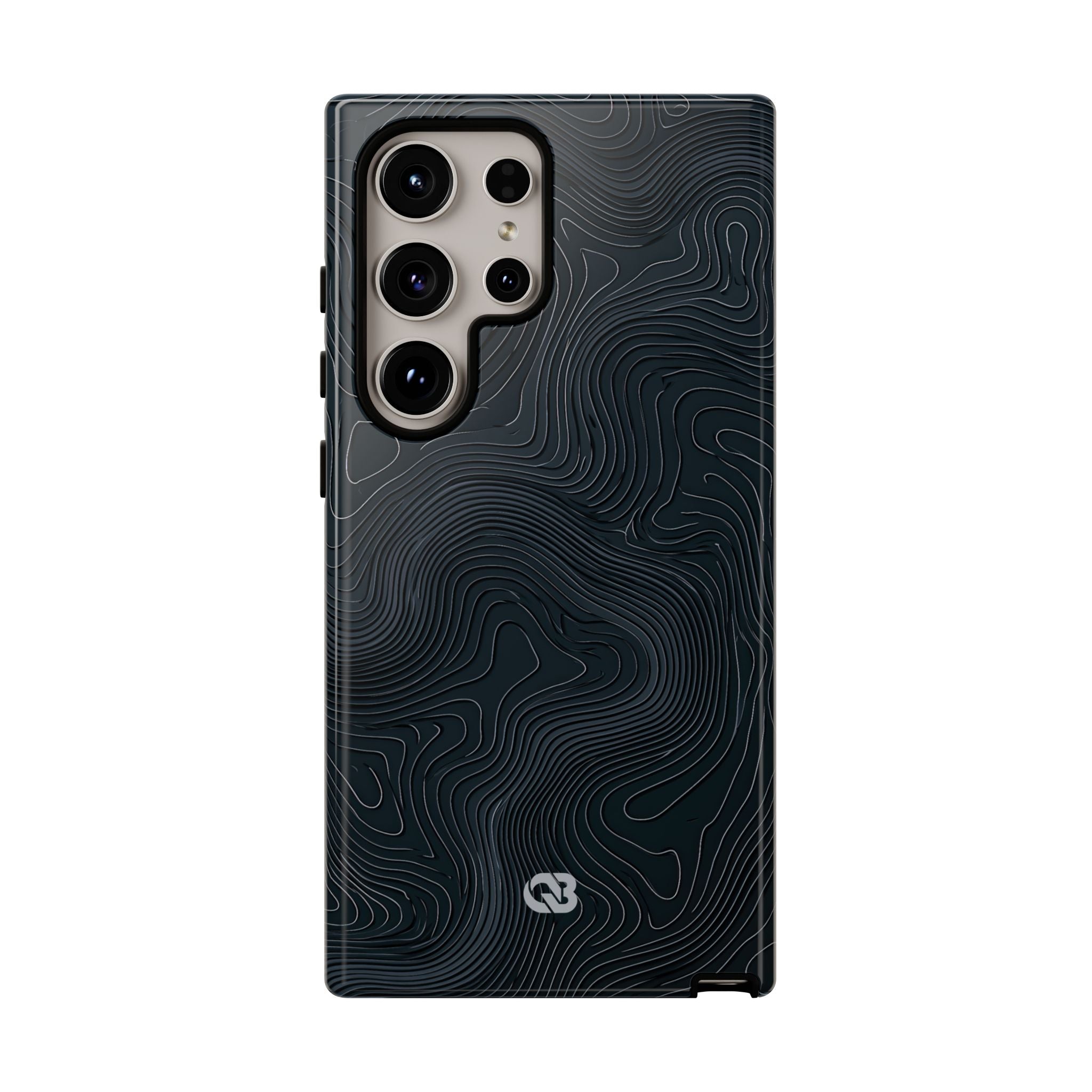 Black Tough Phone Case for Samsung - Obsidian Ridge Topo