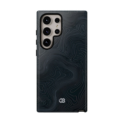 Black Tough Phone Case for Samsung - Obsidian Ridge Topo