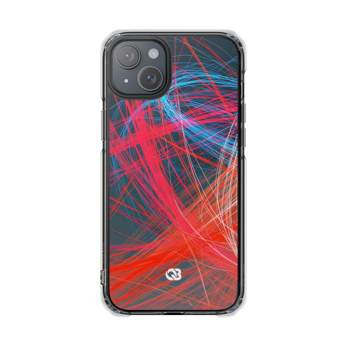 Neon Fiber Stream · Clear Impact Magnetic Phone Case for iPhone · Red