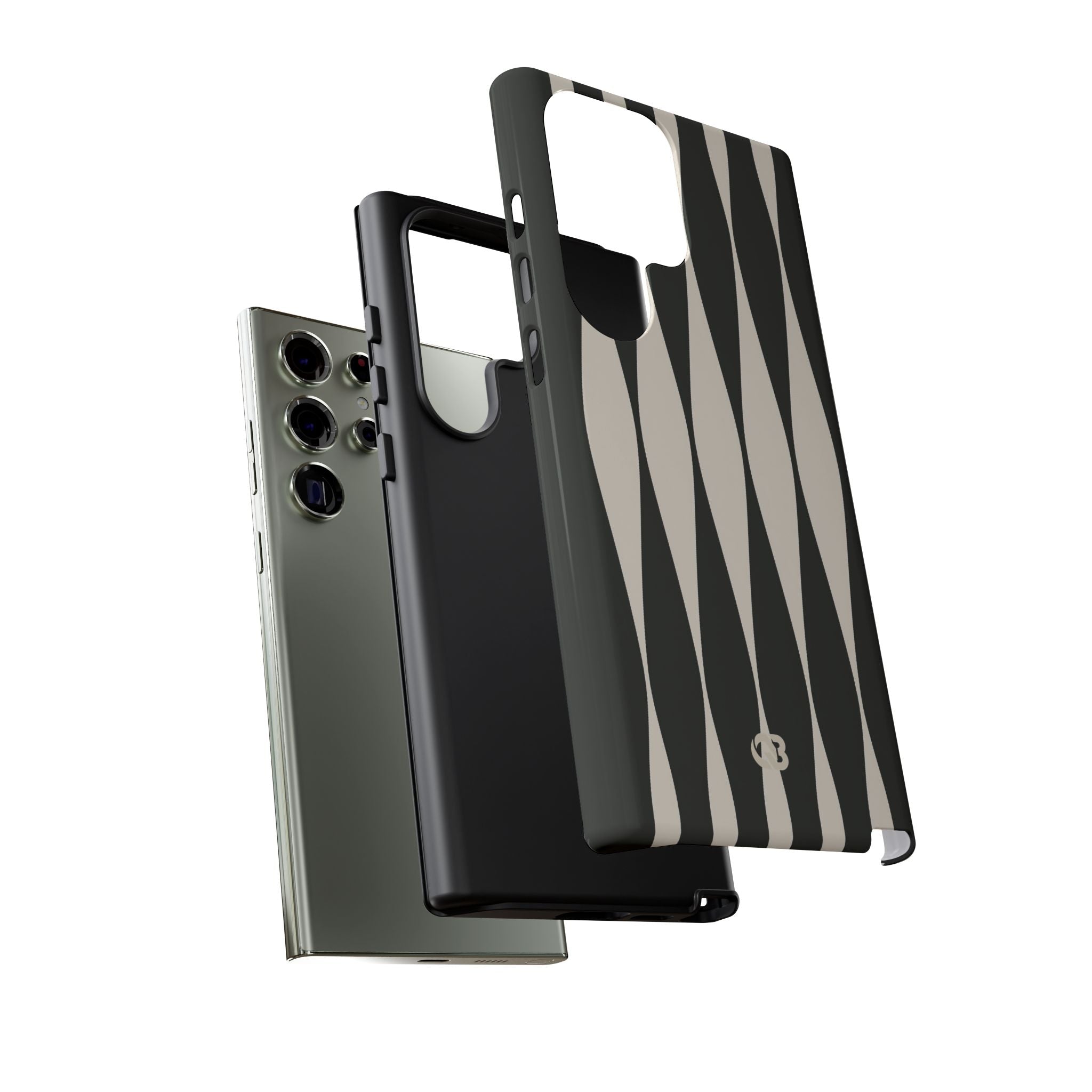 Black Tough Phone Case for Samsung - Ivory Spindle Grid