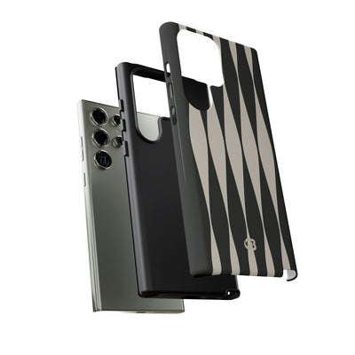 Black Tough Phone Case for Samsung - Ivory Spindle Grid