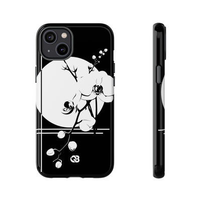 Black Tough Phone Case for iPhone - Lunar Orchid Grid