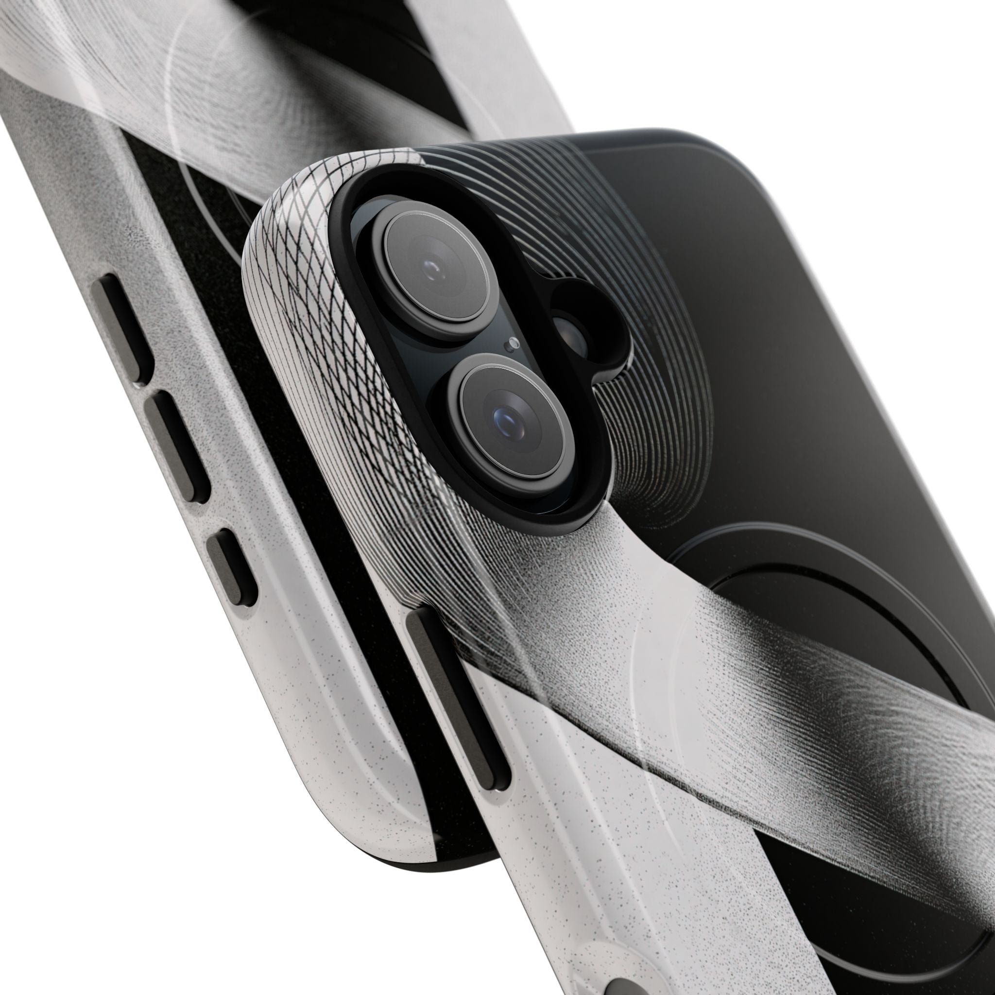 Grey Tough 2.0 Magsafe Phone Case for iPhone - Obsidian Moiré Wave