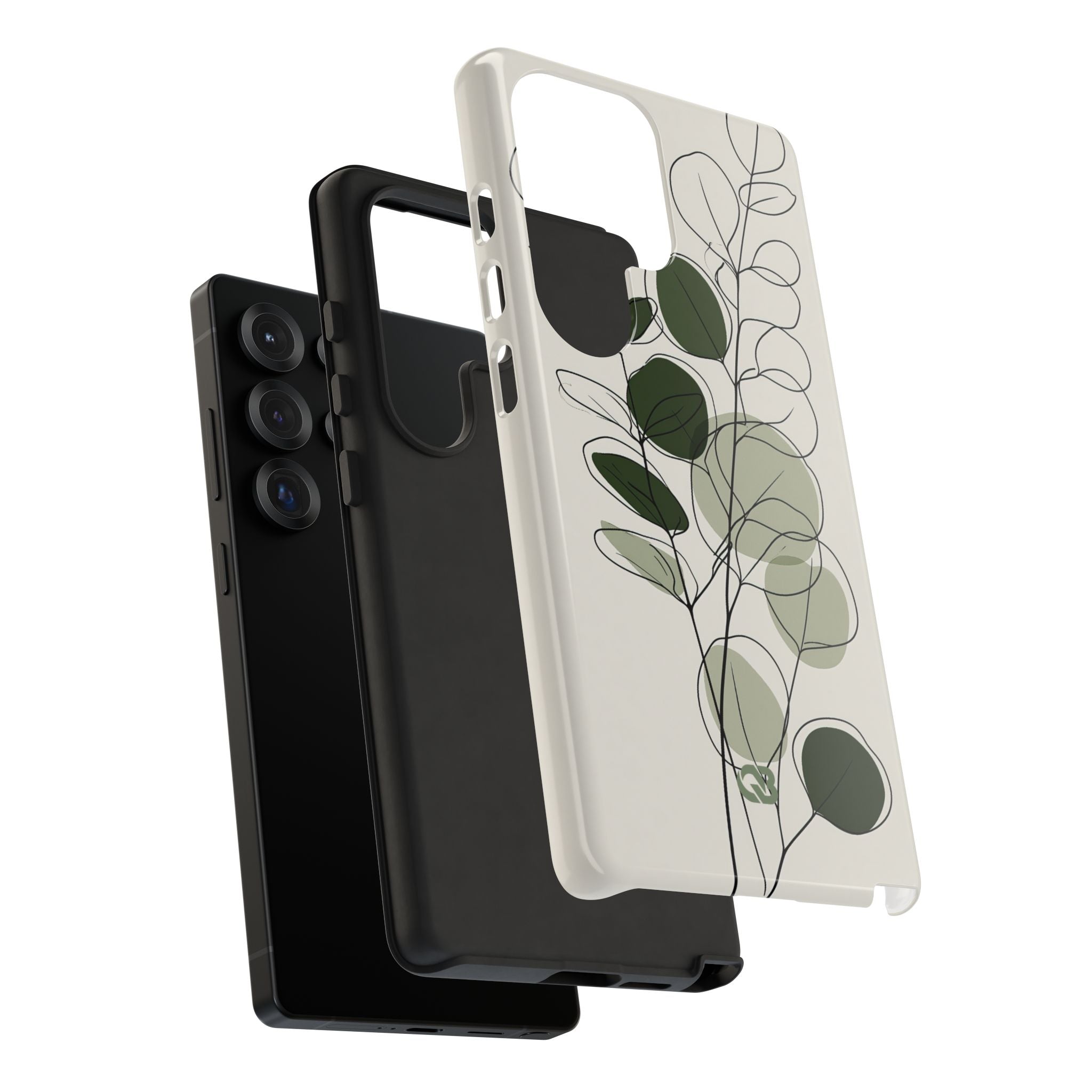 Green Tough Phone Case for Samsung - Muted Eucalyptus Sketch