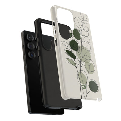 Green Tough Phone Case for Samsung - Muted Eucalyptus Sketch
