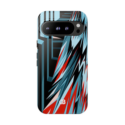 Blue Tough Phone Case for Google Pixel - Glitch Peak Cyan